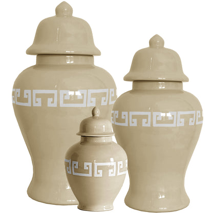 Sand Greek Key Ginger Jars