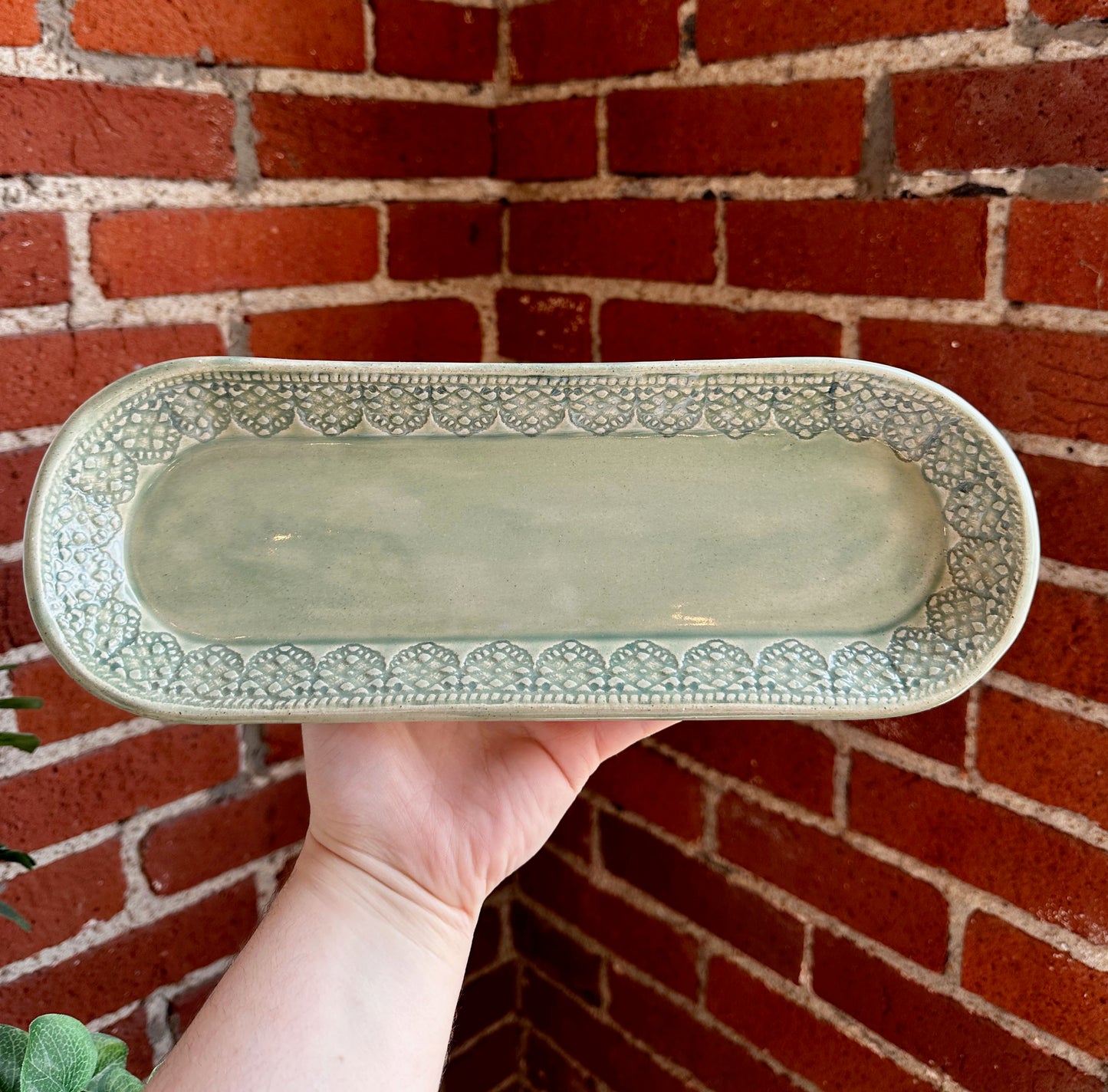 Green Oblong Tray | Trisha Boatright