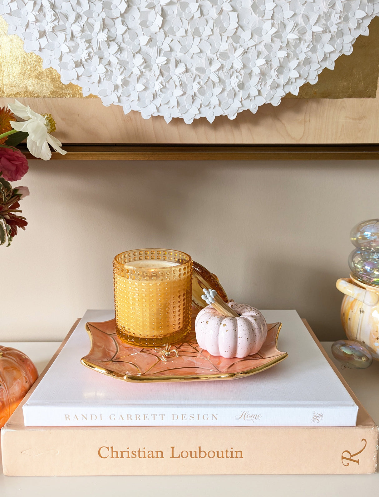 Mystical Spider Web Tray with 22K Gold Accents in Warm Tones