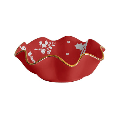 Deck the Halls Scalloped Bowls with 22K Gold Accent | Wholesale