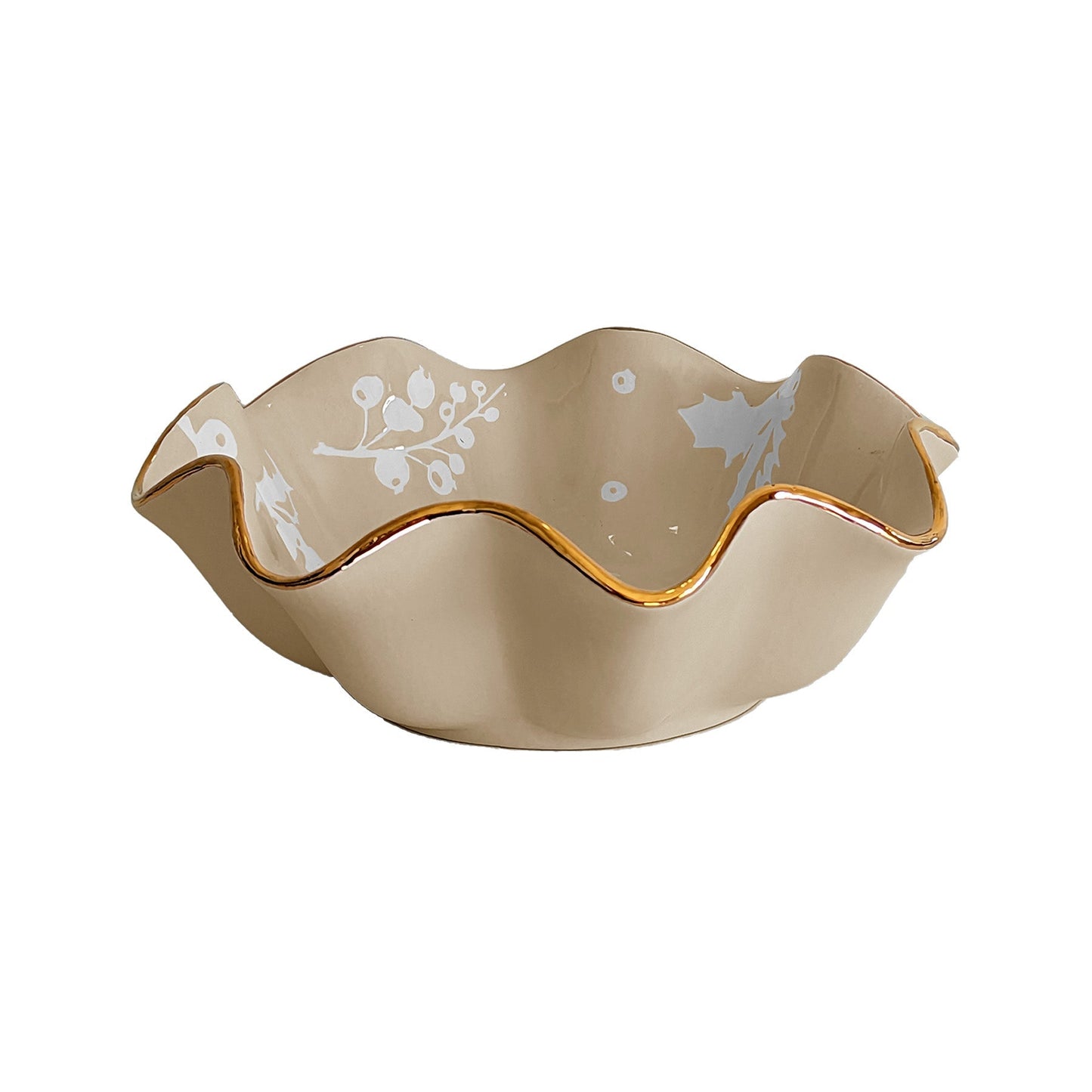 Deck the Halls Scalloped Bowls with 22K Gold Accent | Wholesale