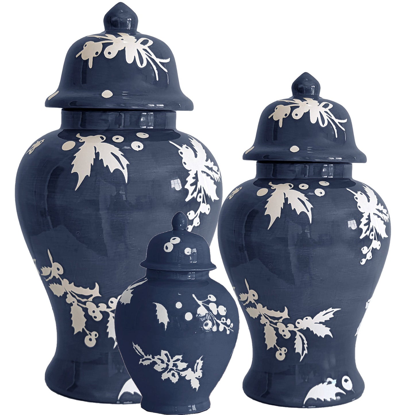 Deck the Halls Ginger Jars in Navy Blue | Wholesale