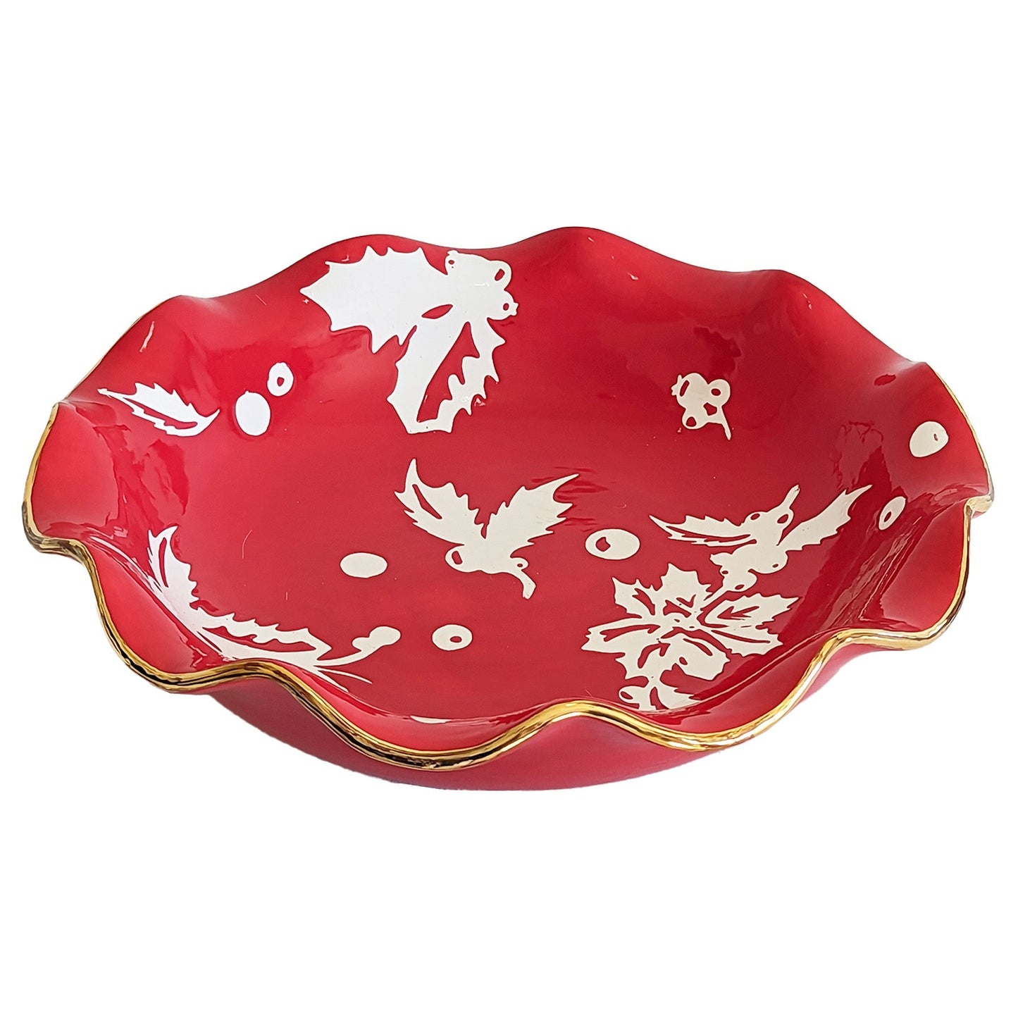 Deck the Halls Scalloped Bowls with 22K Gold Accent | Wholesale