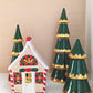 Holiday Green Christmas Trees with 22K Gold Brushstroke Accent