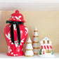 Ivory, Red & Green Gingerbread House with 22K Gold Accents