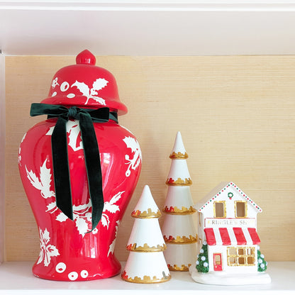 Deck the Halls Ginger Jars in Navy Blue