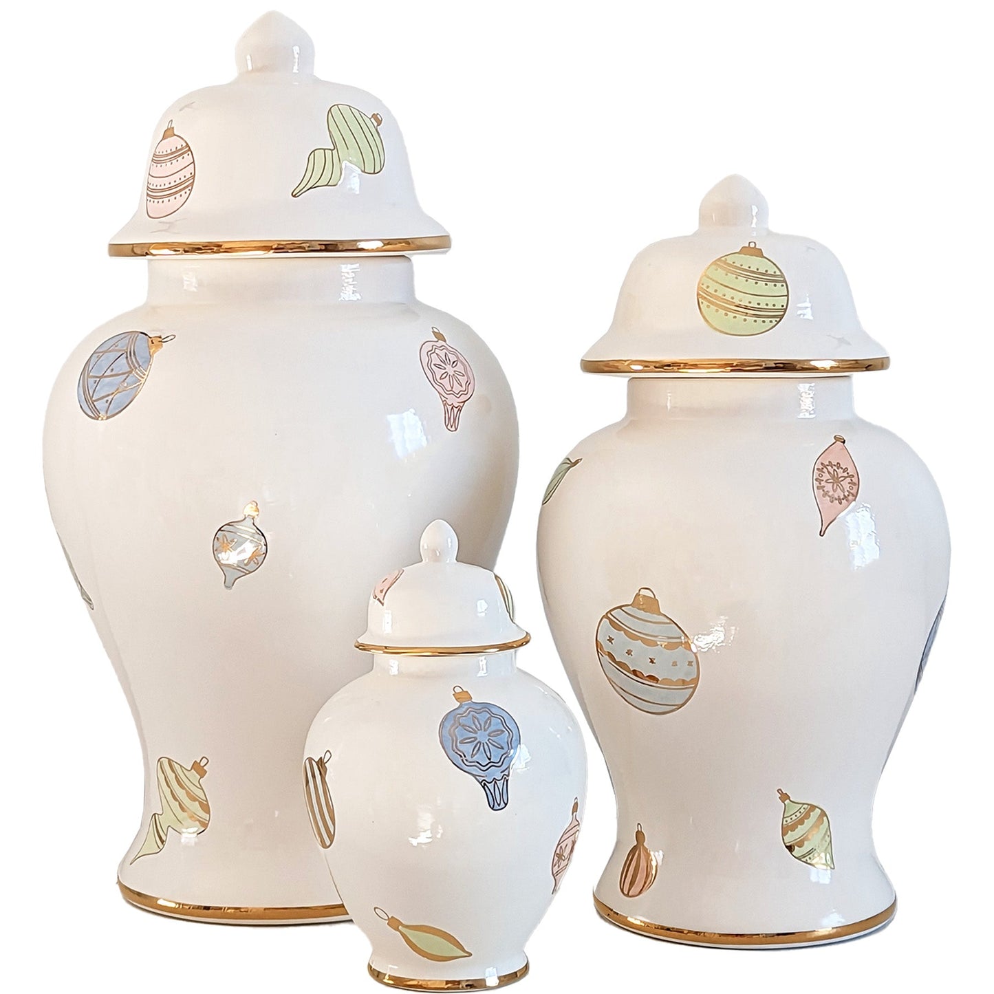 Pastel Baubles Ginger Jars with 22K Gold Accents