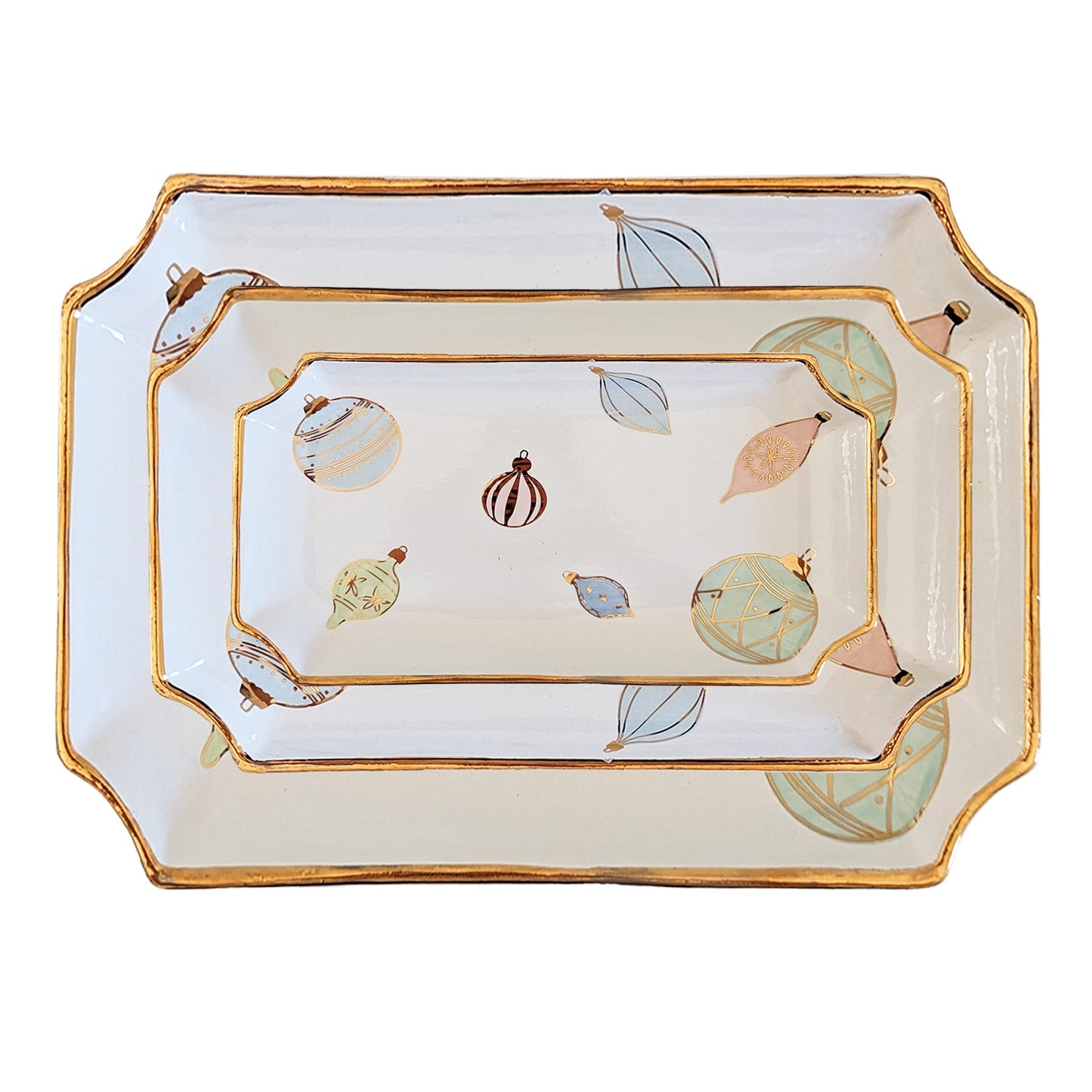 Pastel Baubles Trays with 22K Gold Accents