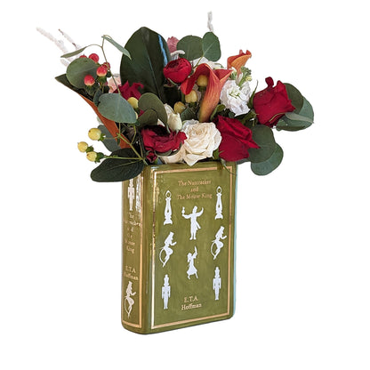 Christmas Classics Book Vase- The Nutcracker and the Mouse King in Moss Green