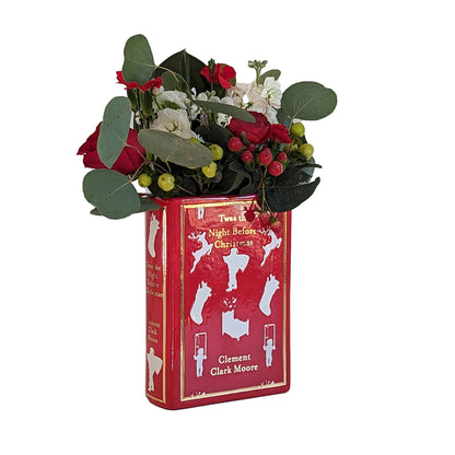 Christmas Classics Book Vase- 'Twas the Night Before Christmas in Holiday Red