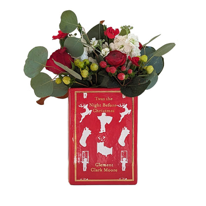 Christmas Classics Book Vase- 'Twas the Night Before Christmas in Holiday Red