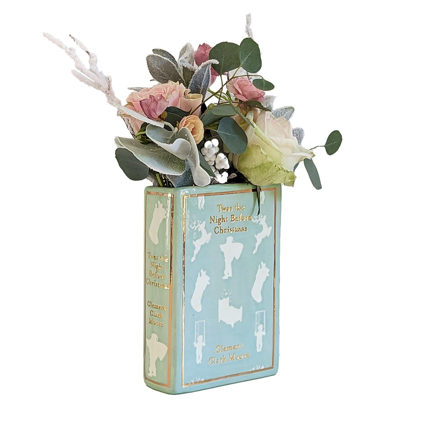 Christmas Classics Book Vase- 'Twas the Night Before Christmas in Sea Glass Green