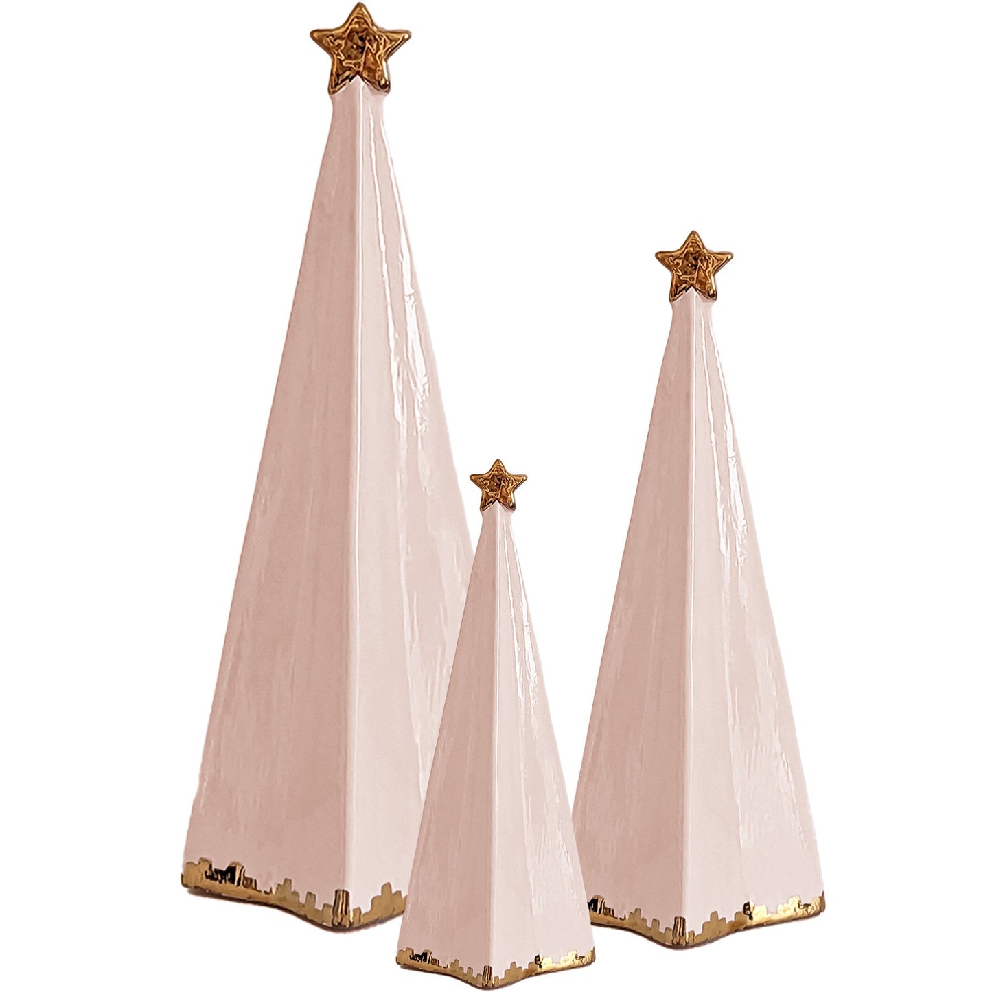 Blush Folded Christmas Trees with 22K Gold Brushstroke Accent