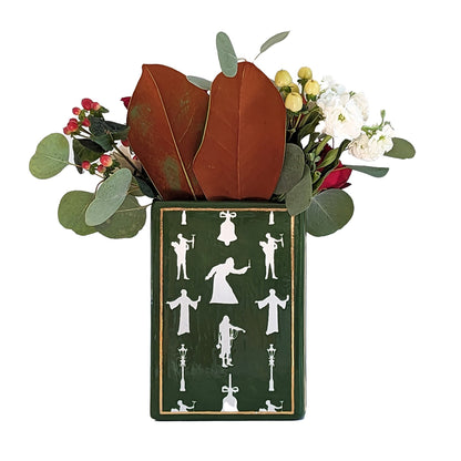 Christmas Classics Book Vase- A Christmas Carol in Holiday Green