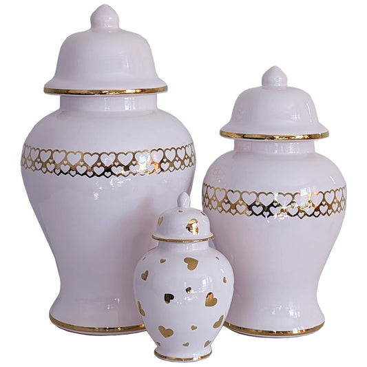 "Hearts of Gold" Limited Edition Ginger Jars in Light Lavender