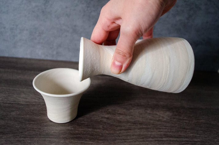 Sake Bottle and Cups | Saori M Stoneware