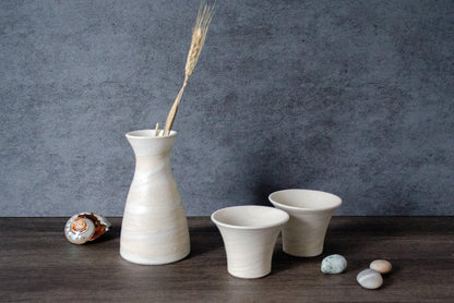 Sake Bottle and Cups | Saori M Stoneware