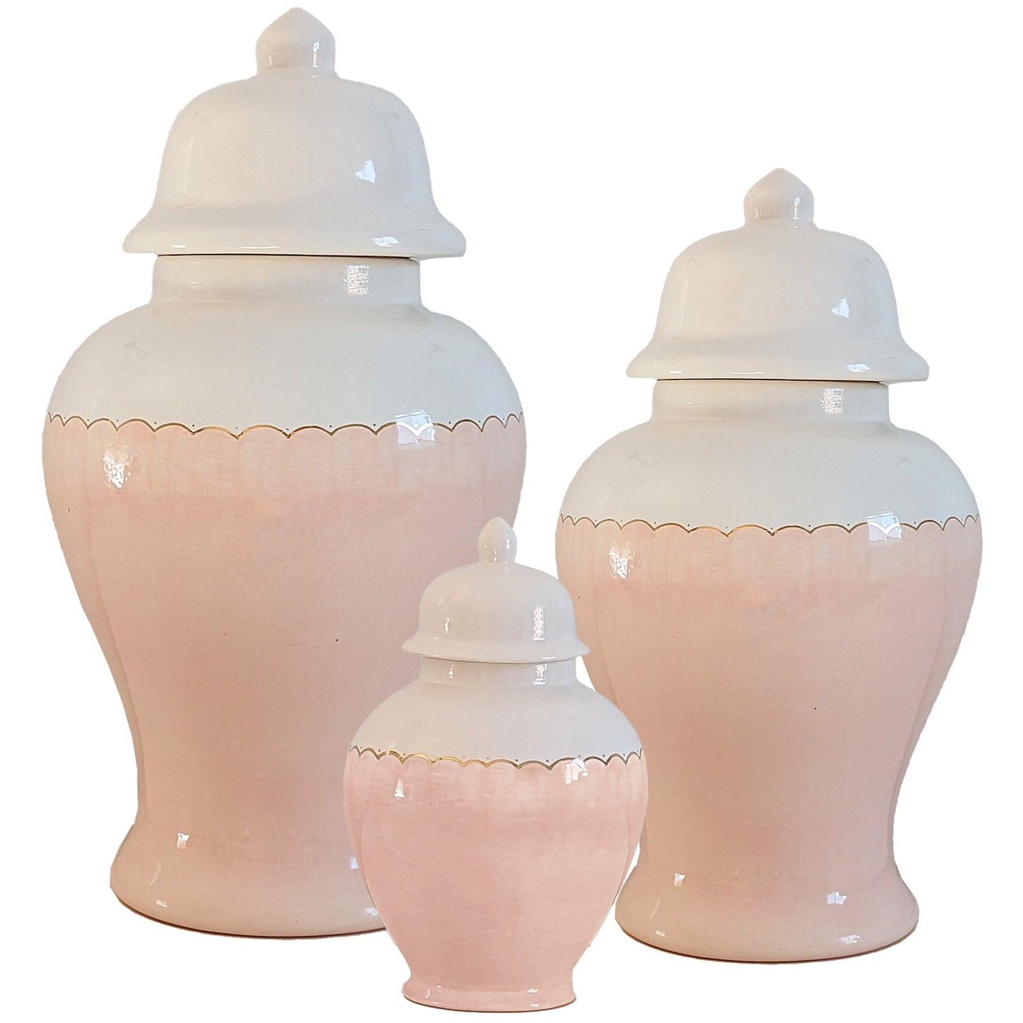 Scallop Color Block Ginger Jars in Blush