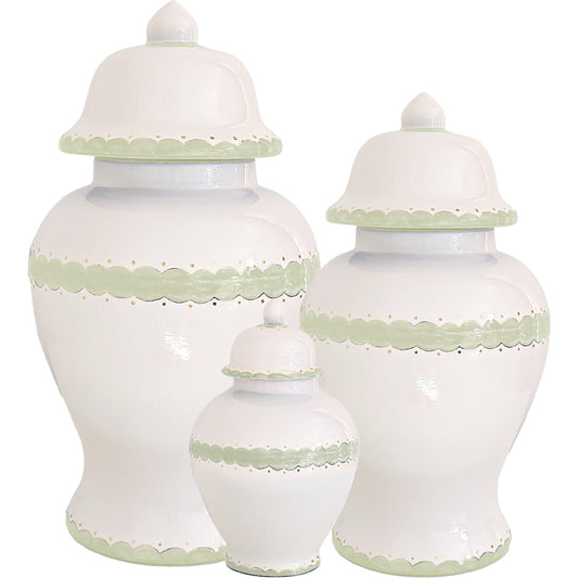 Scallop Ginger Jars in Soft Green | Wholesale