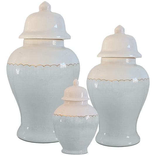 Scallop Color Block Ginger Jars in Hydrangea Light Blue