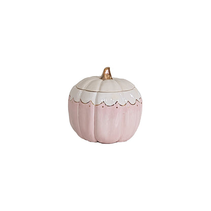 Scalloped Pumpkin Jars with 22K Gold Accents in Light Pink