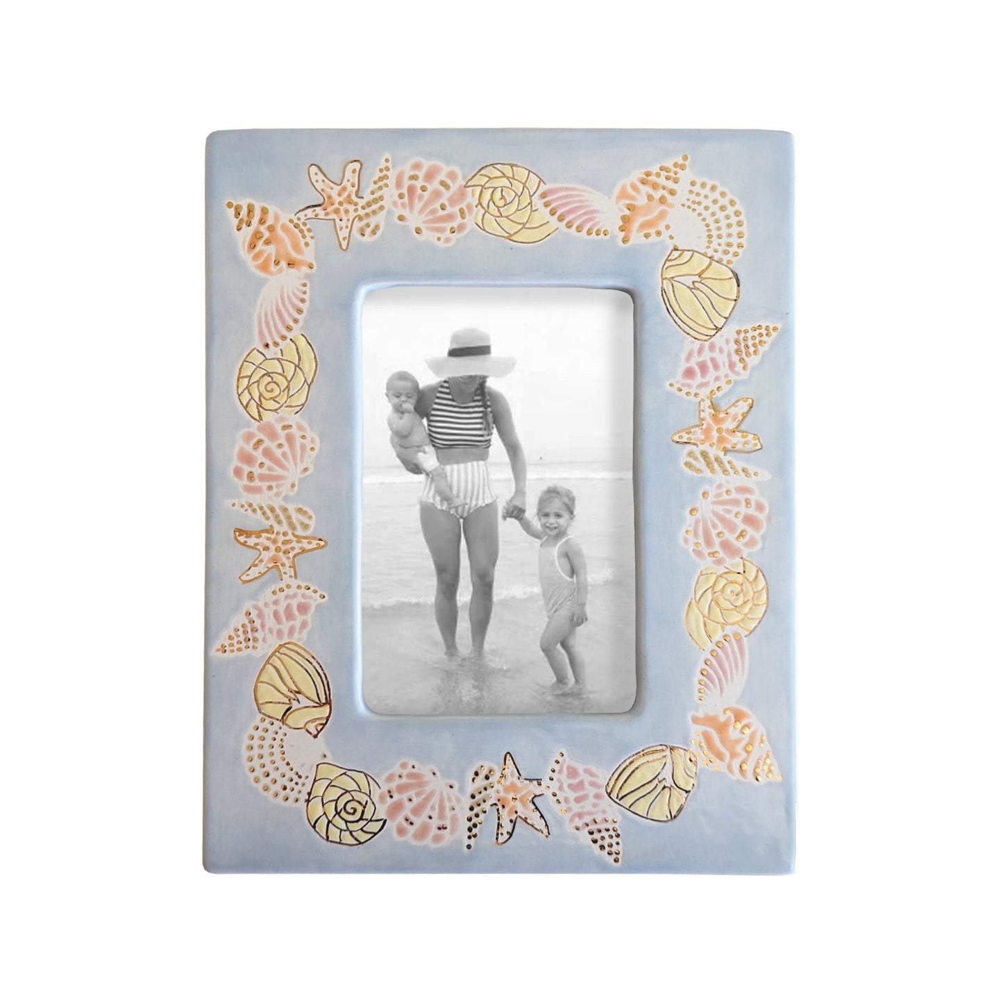 Seashell Photo Frame with 22K Gold Accents