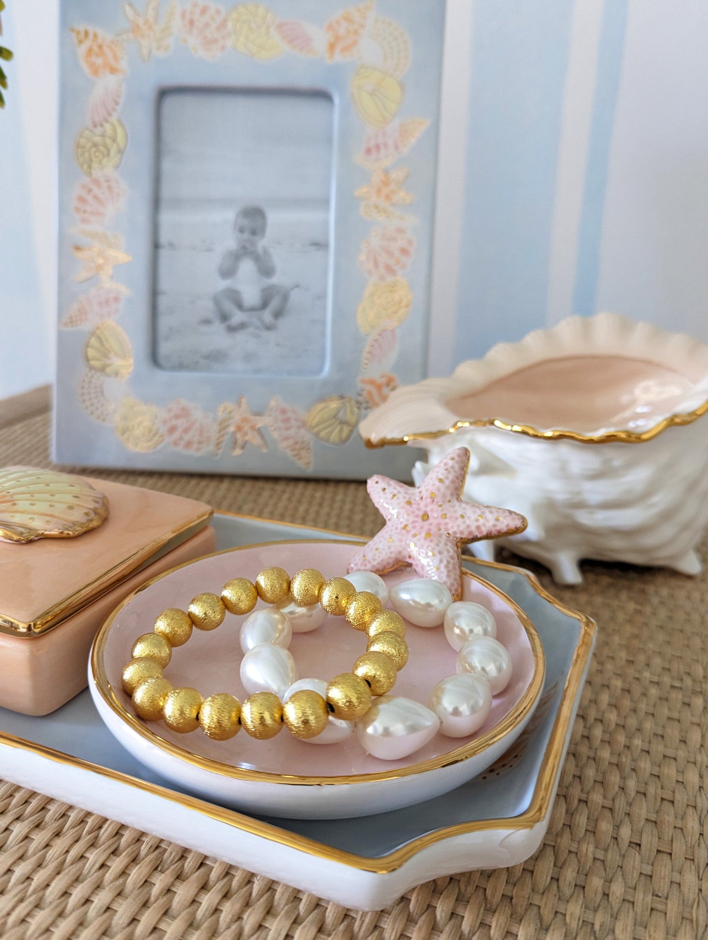 Starfish Ring Dish with 22K Gold Accents