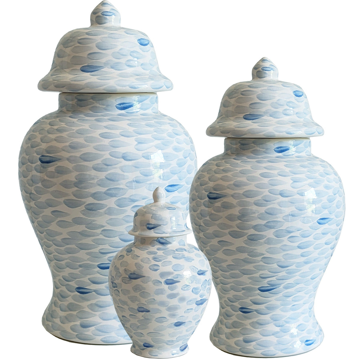 Watermark Ginger Jars in Blue - Set of 3