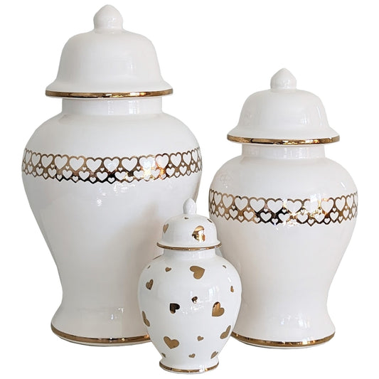 "Hearts of Gold" Limited Edition Ginger Jars in White