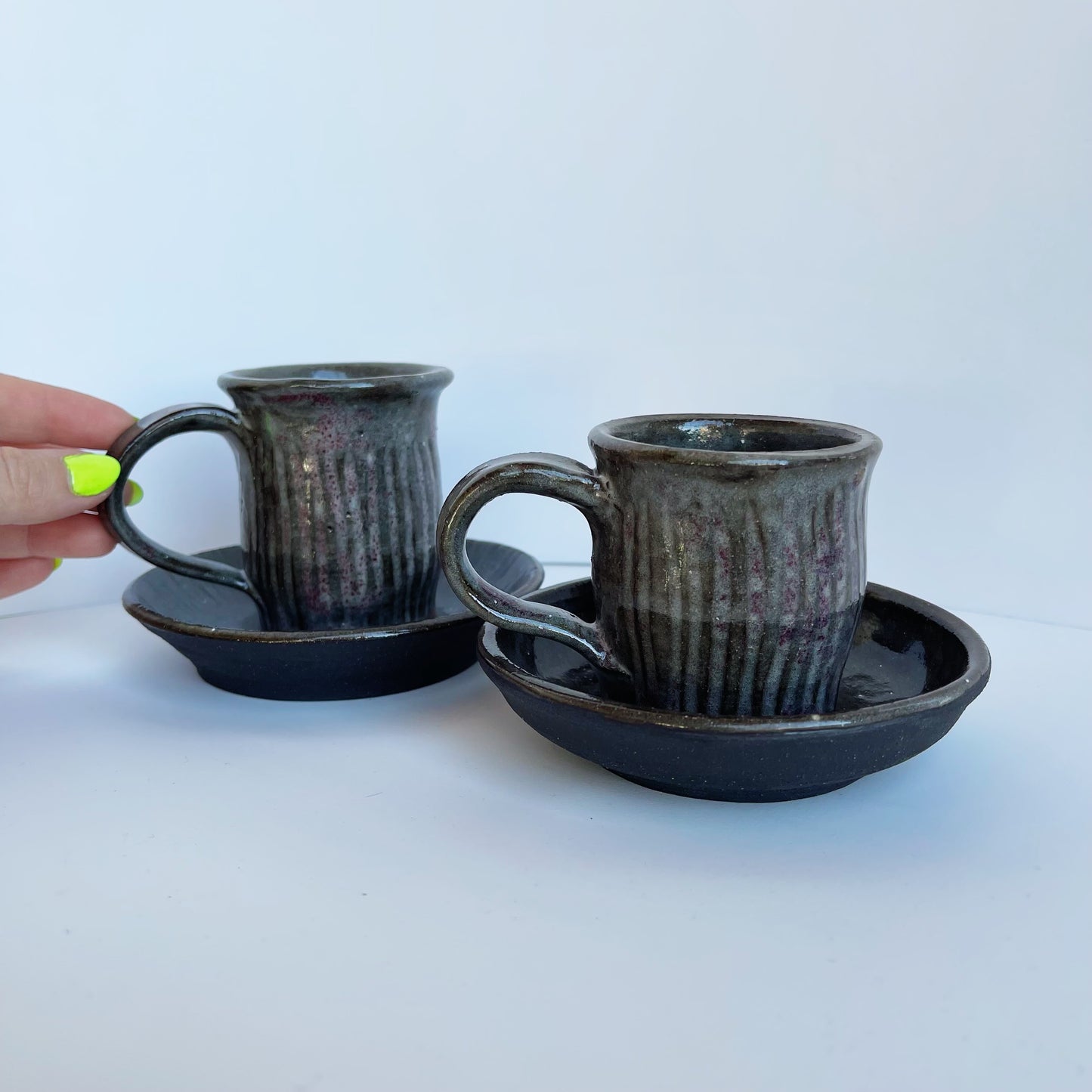 Cup and Textured Saucer | Panther Pots by Joseph Clayton