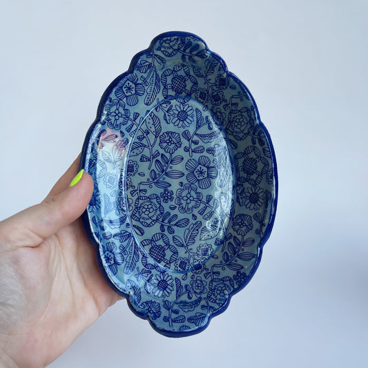 Small Blue Oval Dish | Trisha Boatright