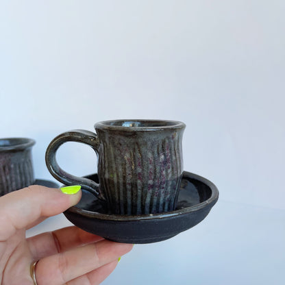 Cup and Textured Saucer | Panther Pots by Joseph Clayton