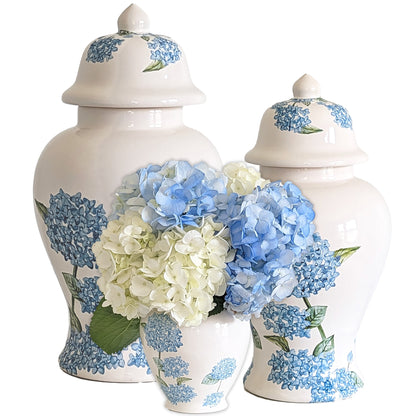 Lo Home x Chapple Chandler Ginger Jars with Hydrangea Accents