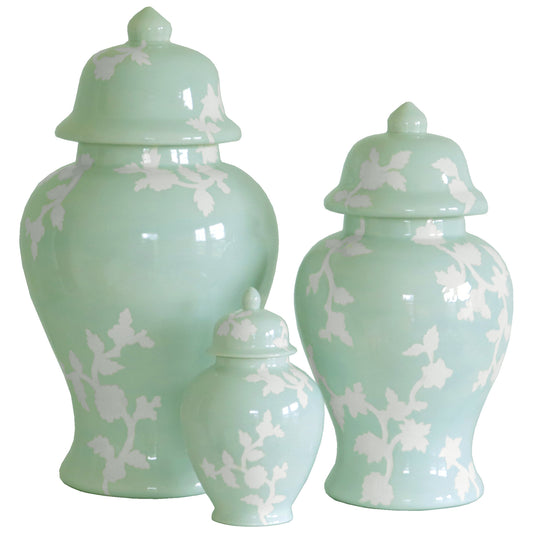 Chinoiserie Dreams Ginger Jars in Sea Glass