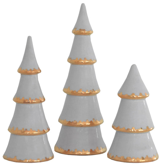 Light Gray Christmas Trees with 22K Gold Brushstroke Accent | Wholesale