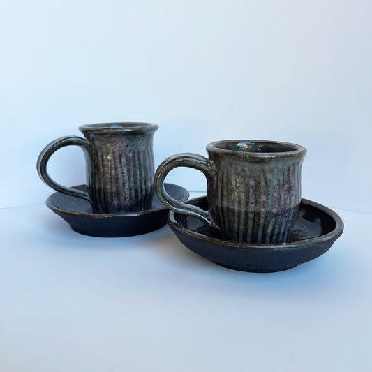 Cup and Textured Saucer | Panther Pots by Joseph Clayton