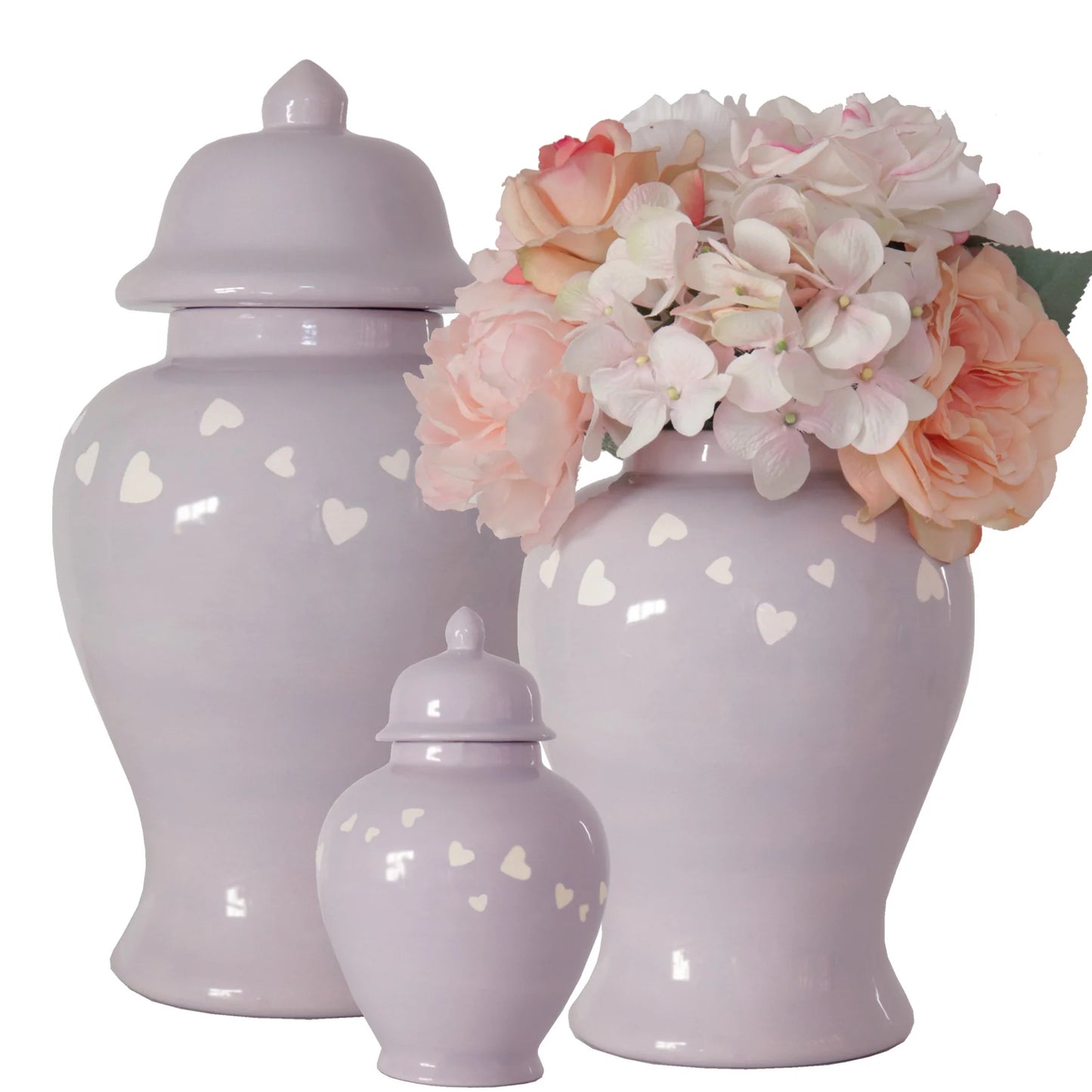 "Love is in the Air" Ginger Jars in Light Lavender