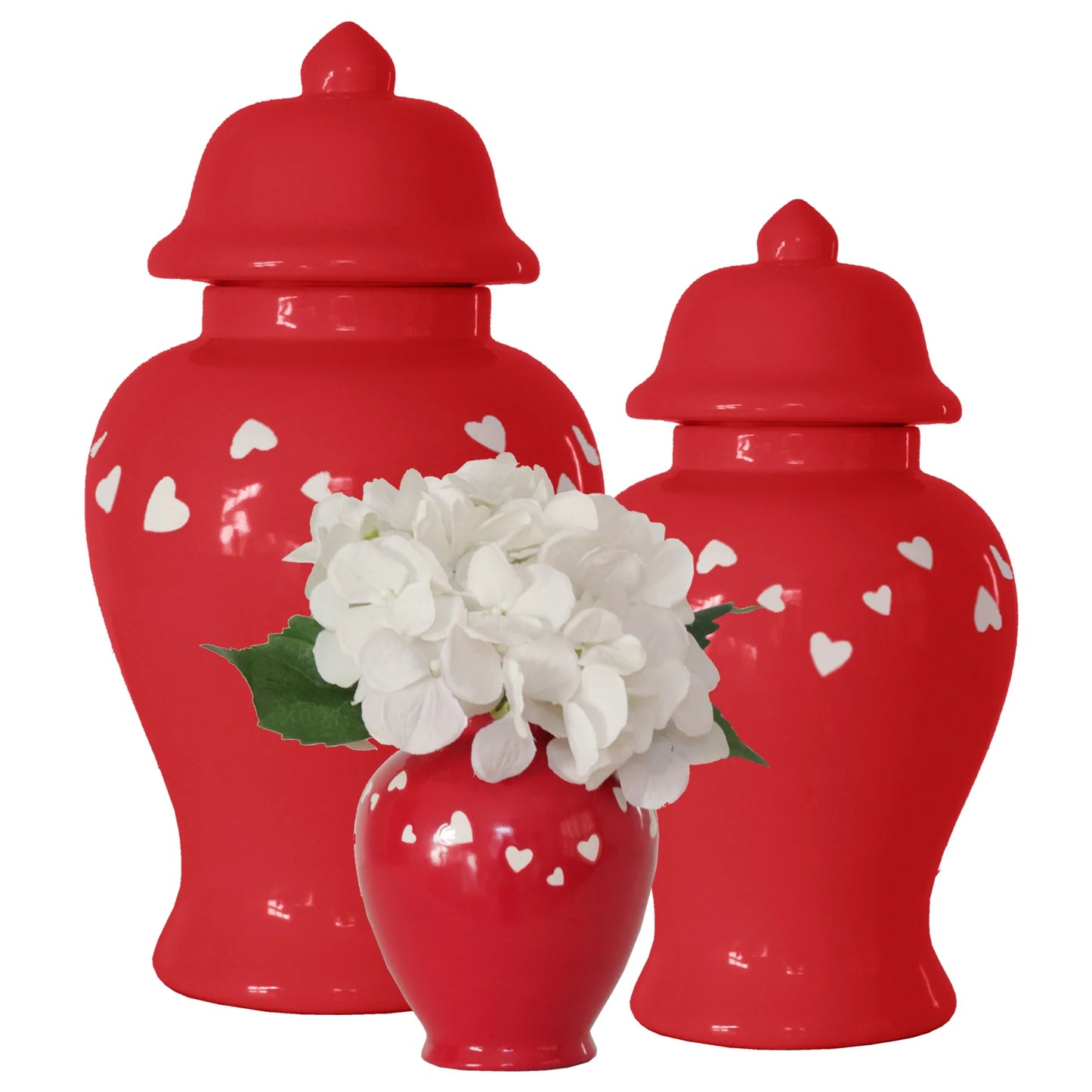"Love is in the Air" Ginger Jars in Red