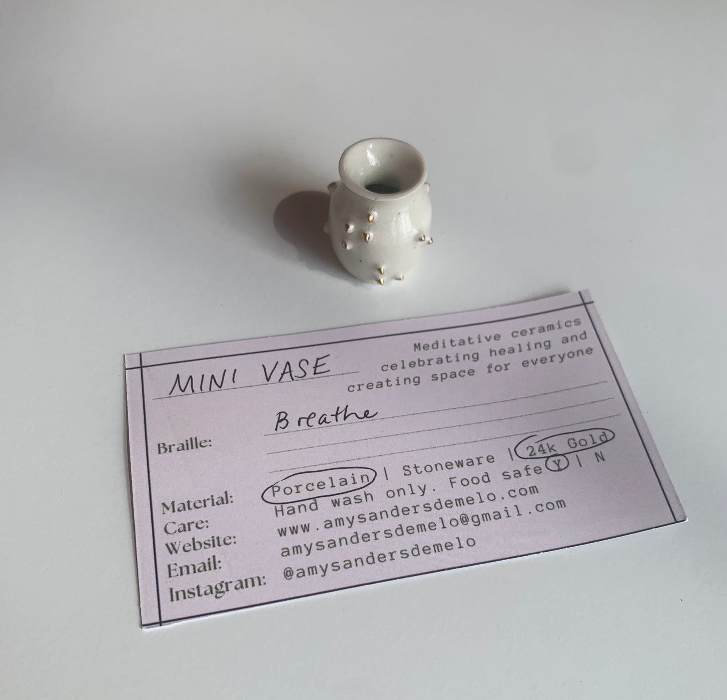Miniature Meditation Vase "Breathe" | Amy Sanders de Melo