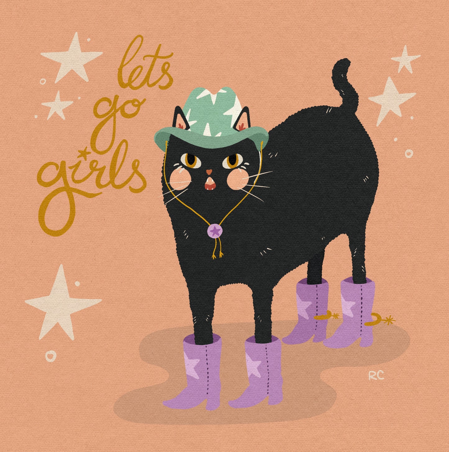 Let's Go Girls Cowgirl Cat Print | Rachele Cromer