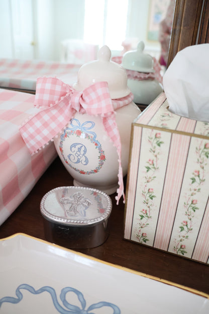 Lo Home x Chapple Chandler Ginger Jars with Floral Wreath and Monogram