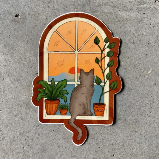Cat in Window Sticker | Jillian Selene Art