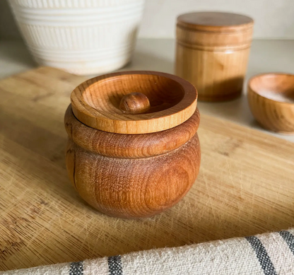 Wooden Pinch Pot with Lid