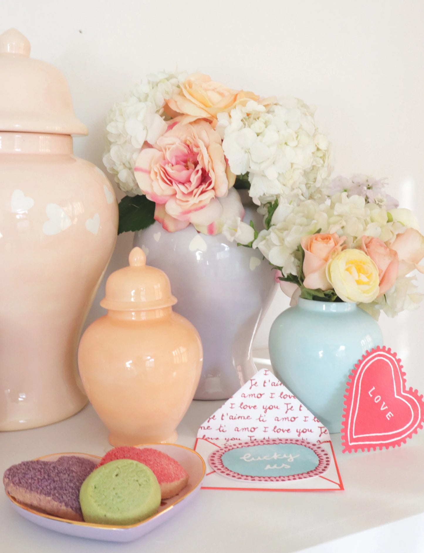 "Love is in the Air" Ginger Jars in Blush