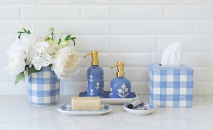 Gingham Large Vase/ Utensil Holder