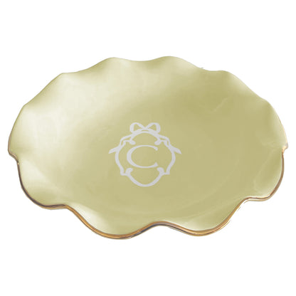 Bow Monogram Large Scalloped Bowl with 22K Gold Accent