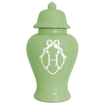 Bow Monogram Ginger Jars in Cabbage Patch Green