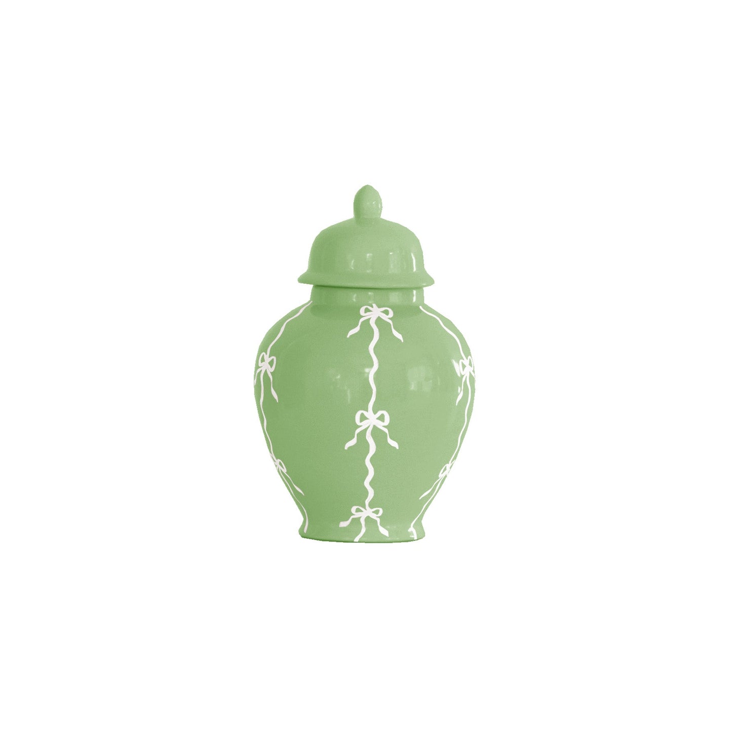 Bow Stripe Ginger Jars in Cabbage Patch Green