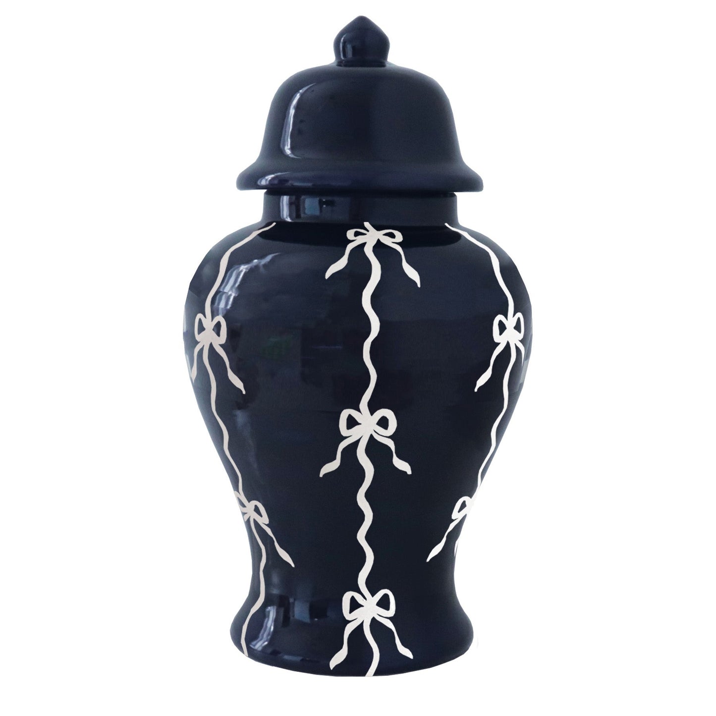 Bow Stripe Ginger Jars in Navy Blue