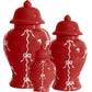 Bow Stripe Ginger Jars in Red
